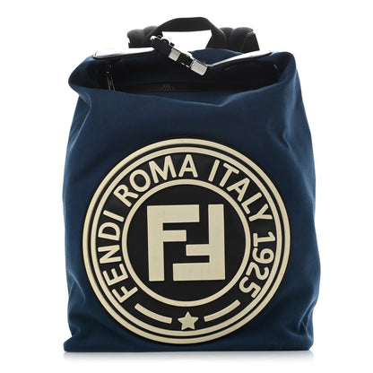 Fendi Nylon Stamp Patch Cross Strap Backpack Blue Black 1 of 10