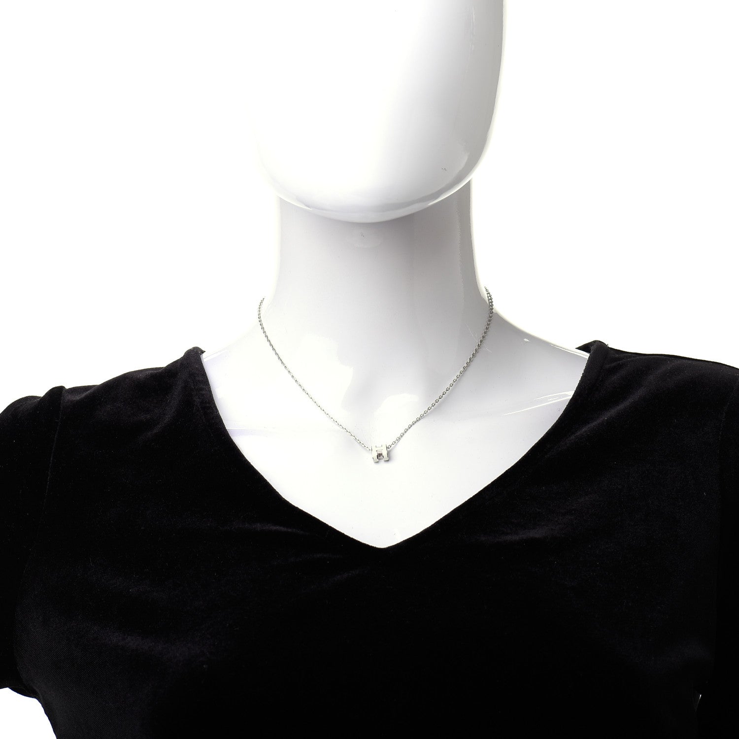 Hermes Lacquered Palladium Mini Pop H Pendant Necklace White 2 of 6