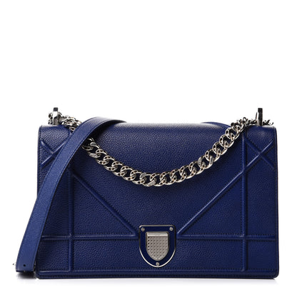 Christian Dior Grained Calfskin Medium Diorama Flap Bag Blue 1 of 11