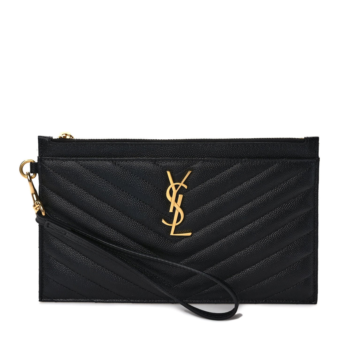 Grain De Poudre Chevron Monogram Large Bill Pouch Black