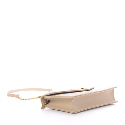 Saint Laurent Grain De Poudre Matelasse Chevron Monogram Envelope Chain Wallet Nude Powder 4 of 10