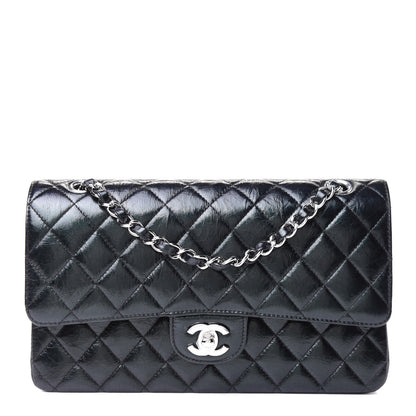 Chanel Iridescent Crumpled Calfskin Quilted Medium Double Flap Black 1 of 11