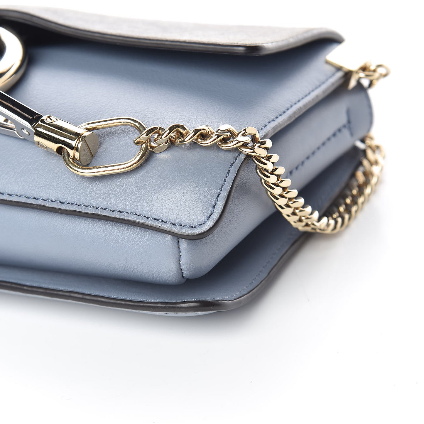 Suede Calfskin Small Faye Shoulder Bag Washed Blue