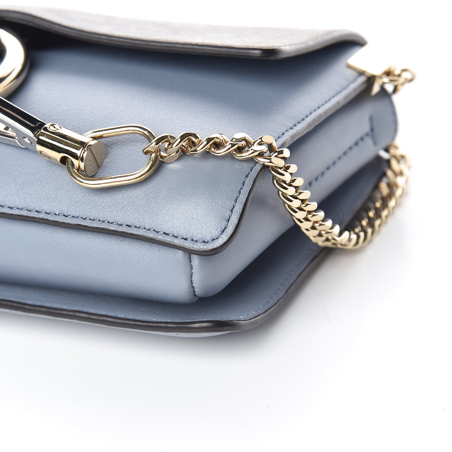Chloe Suede Calfskin Small Faye Shoulder Bag Washed Blue 9 of 15