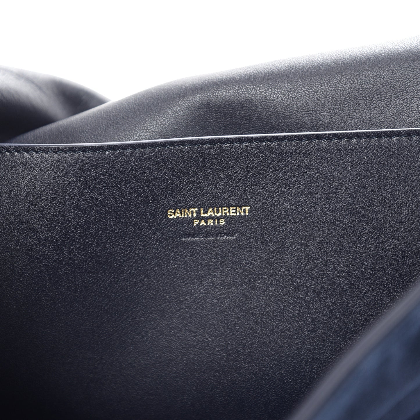 Smooth Calfskin Suede Medium Reversible Monogram Kate Satchel Navy