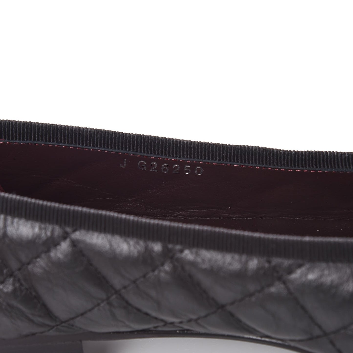 Aged Calfskin Quilted Cap Toe Ballerina Flats 36.5 Black