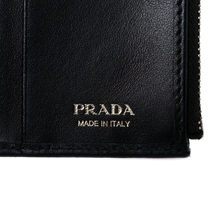 Prada Calfskin Racing Logo Wallet Black Green 6 of 9