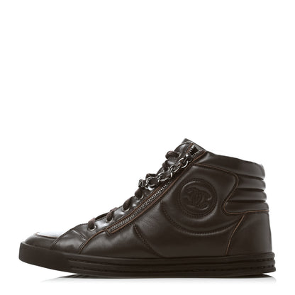 Chanel Calfskin Mens Zipped Sneakers 43 Brown 1 of 4