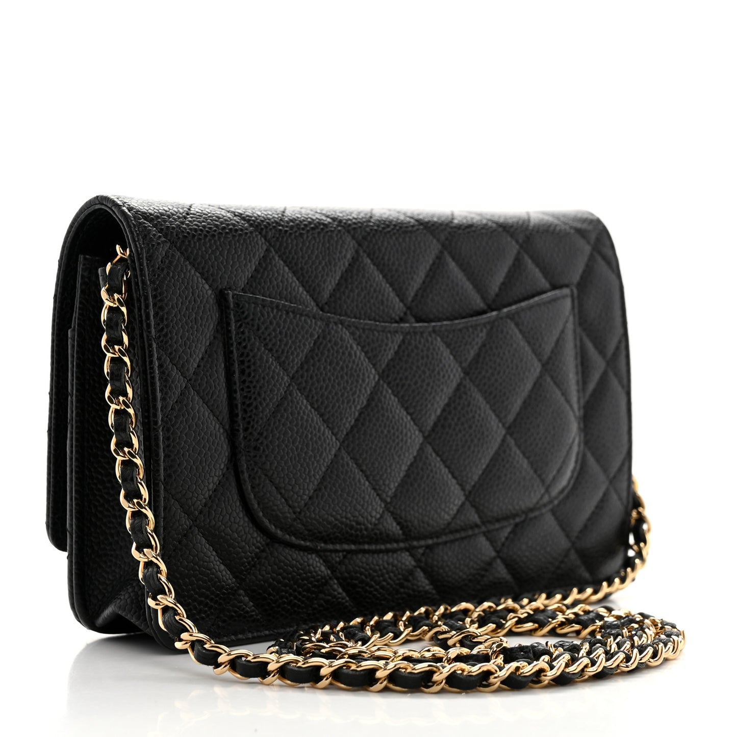 Caviar Quilted Wallet on Chain WOC Black