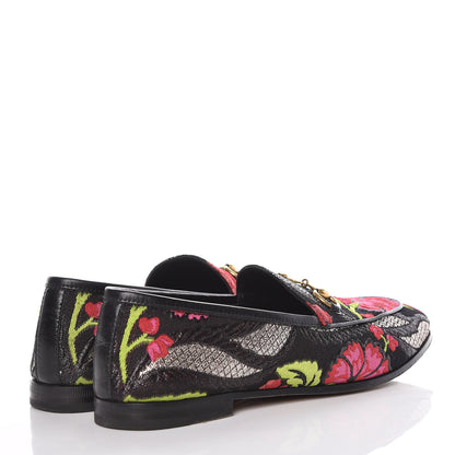 Gucci Floral Jacquard Horsebit Womens Jordaan Loafers 37.5 Multi 4 of 15