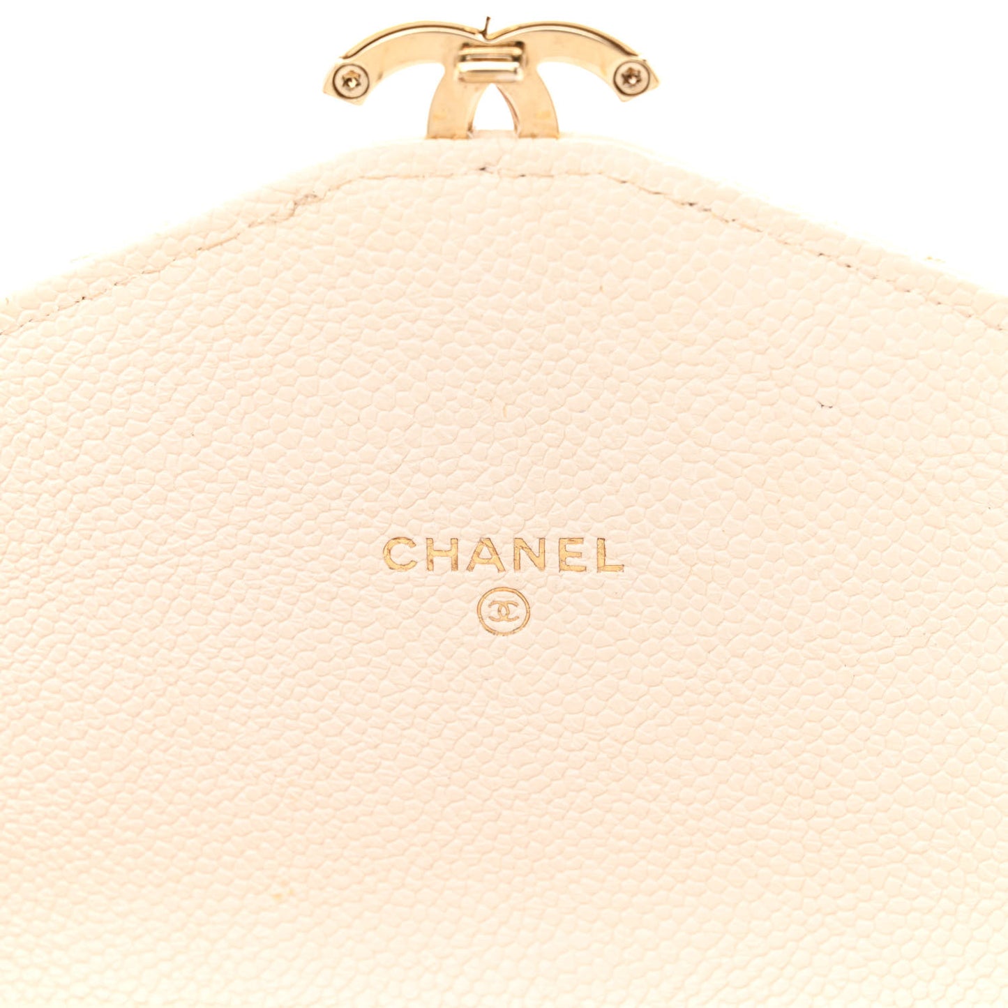 Grained Calfskin Quilted Cuba Wallet On Chain WOC White