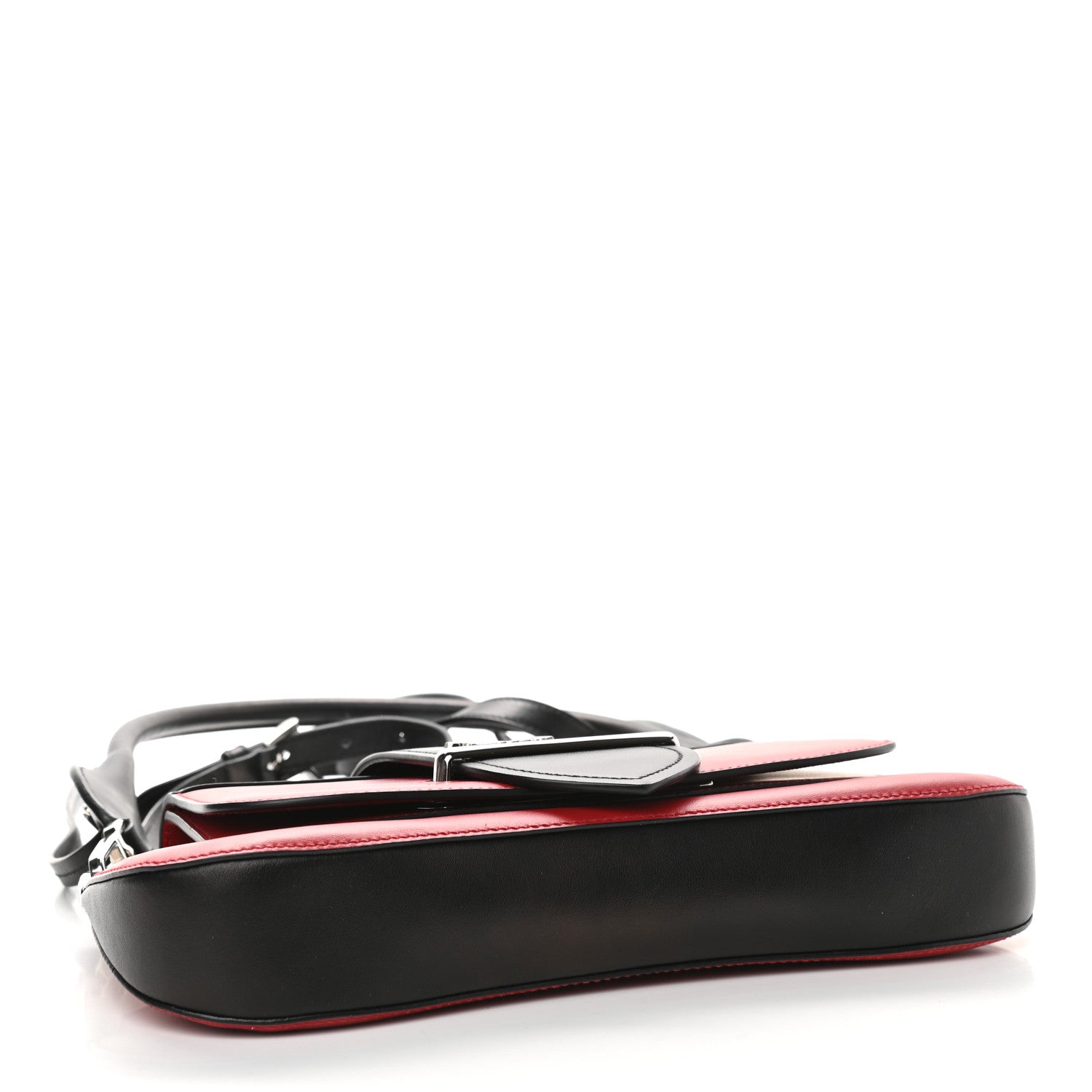 Prada City Calfskin Sidonie Shoulder Bag Rosso Black 4 of 10