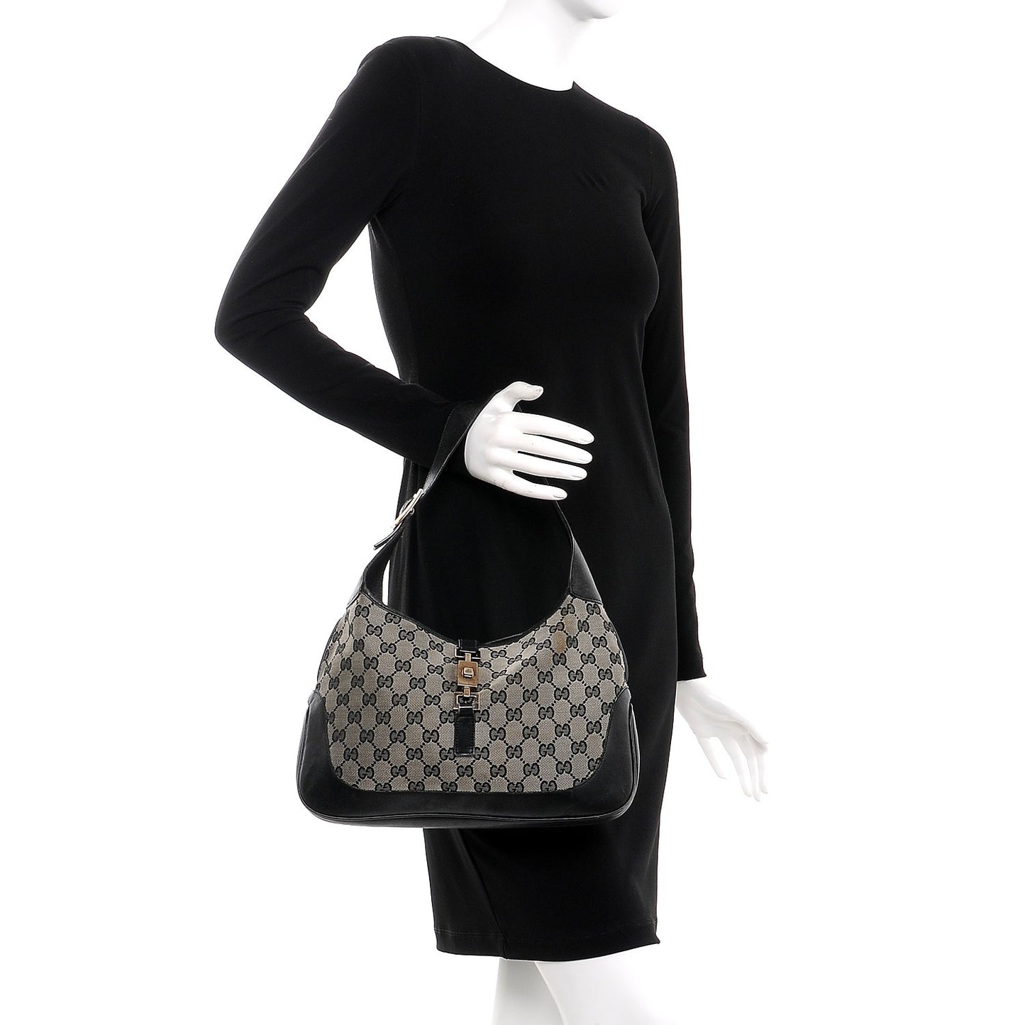 Denim Monogram Small Jackie O Hobo Black