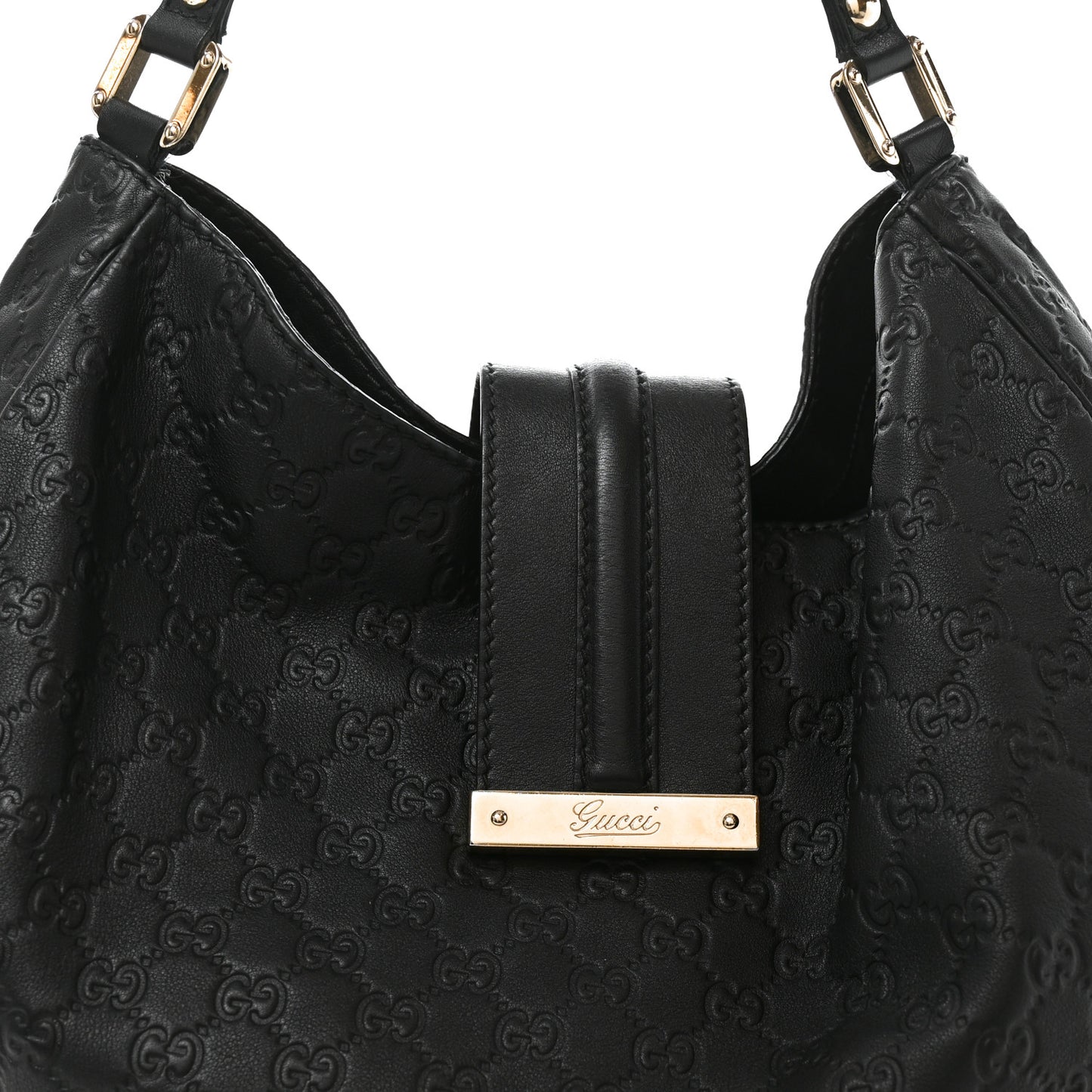 Guccissima Large New Ladies Web Hobo Black Black