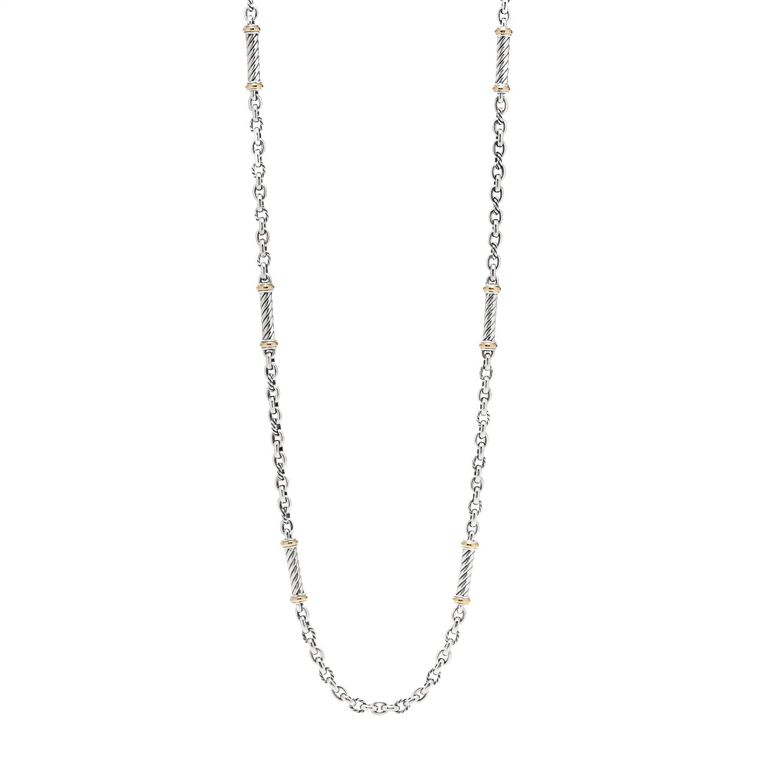 David Yurman Sterling Silver 18K Yellow Gold Metro Station Necklace 1 of 4