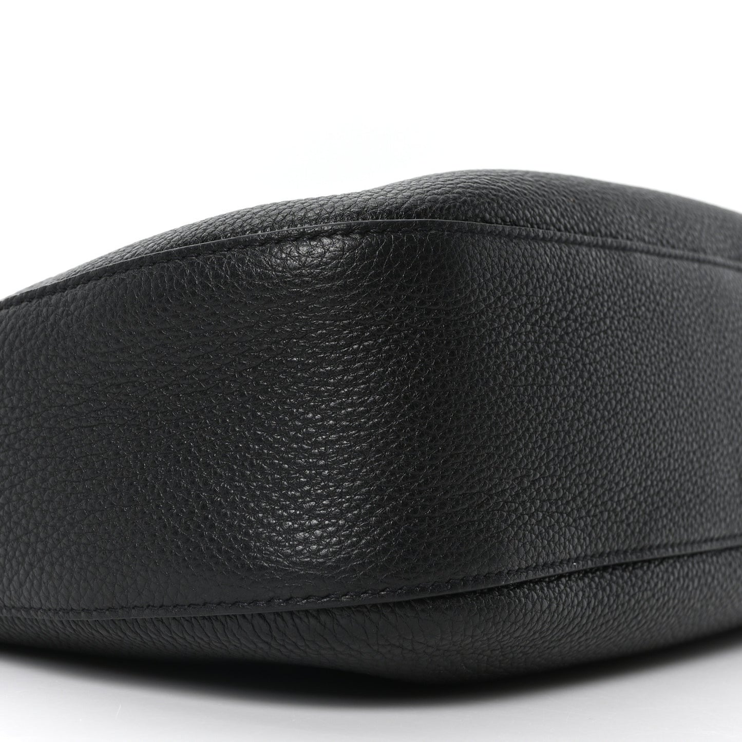 Vitello Daino Soft Zippered Hobo Shoulder Bag Black