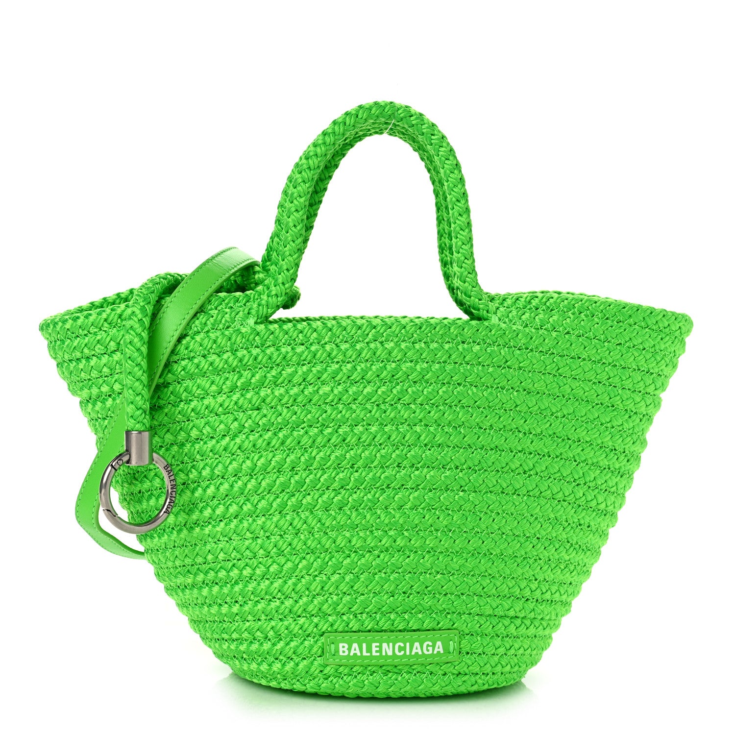 Balenciaga Nylon Lambskin Woven Small Ibiza Basket With Strap Green 1 of 8