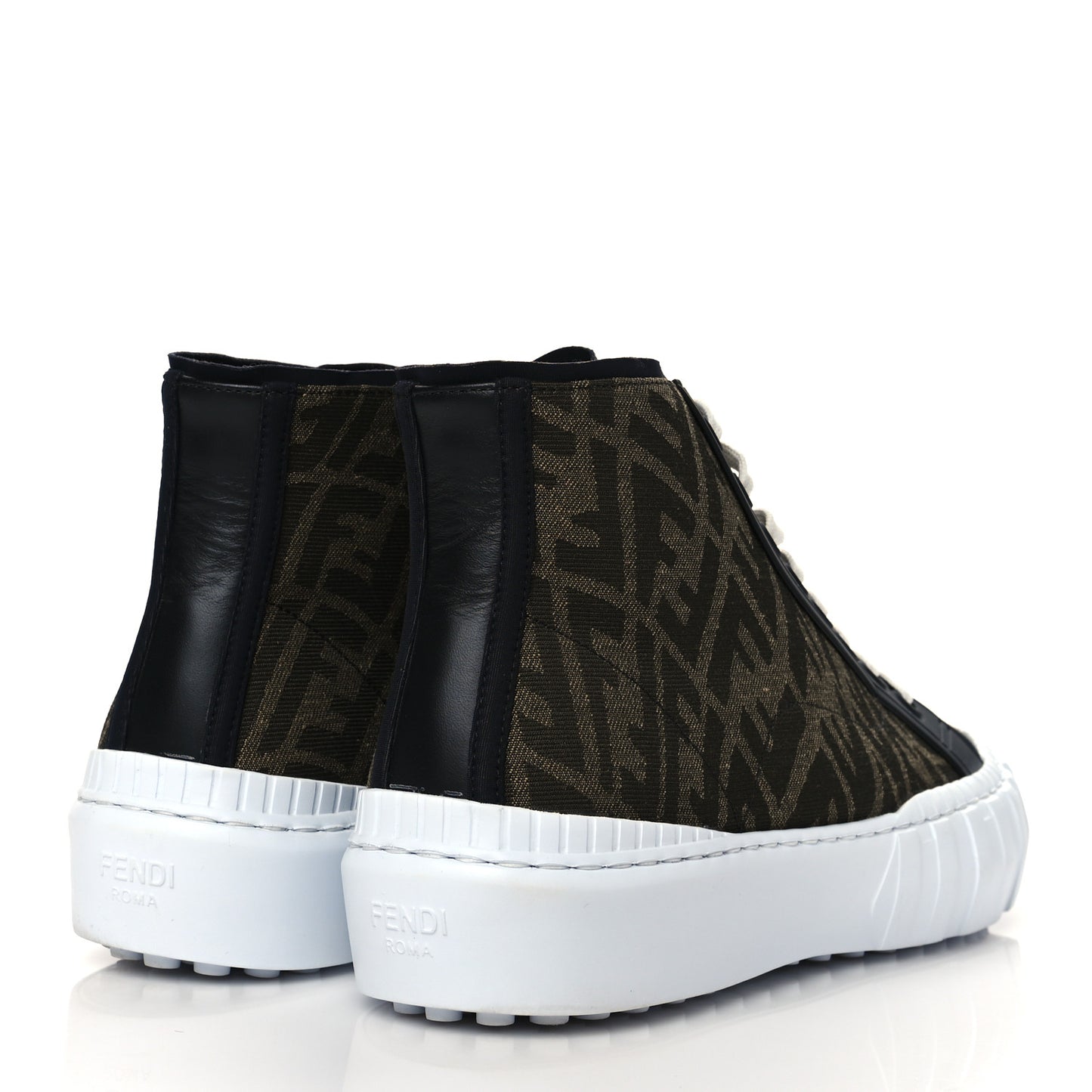 X SARAH COLEMAN Fabric Jacquard FF Vertigo Mens Fendi Force High Top Sneakers 8 Tobacco Black