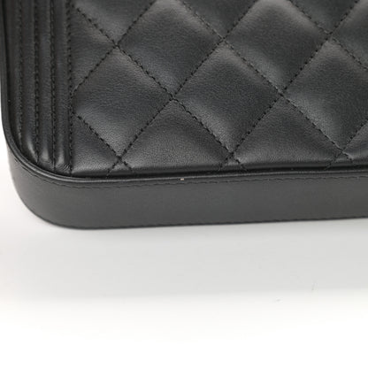 Chanel Lambskin Quilted Small Boy Clutch With Chain Black 14 of 18