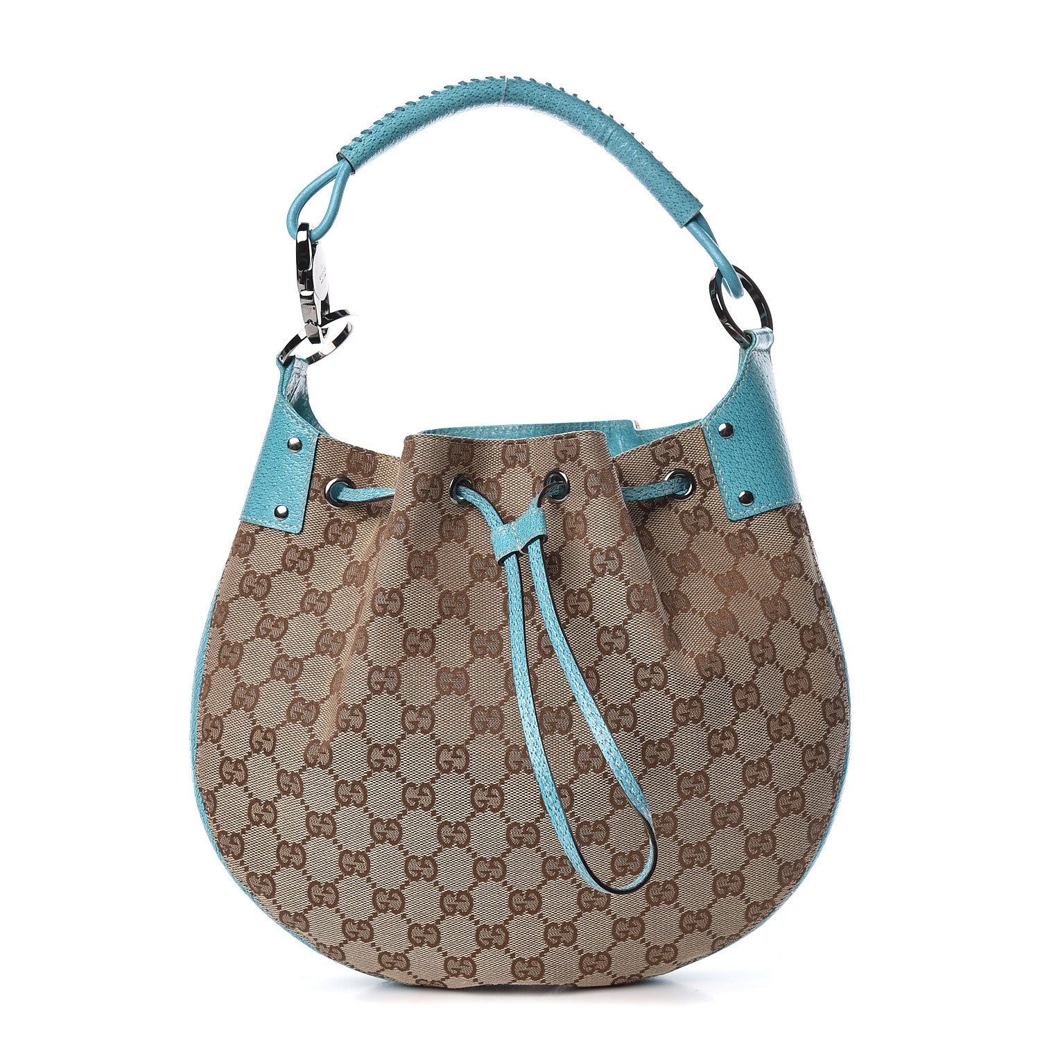 Gucci Monogram Drawstring Hobo Turquoise 1 of 10
