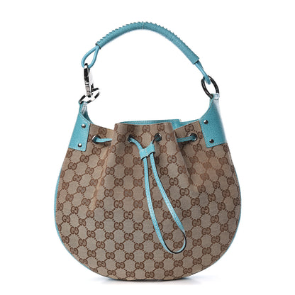 Gucci Monogram Drawstring Hobo Turquoise 1 of 10
