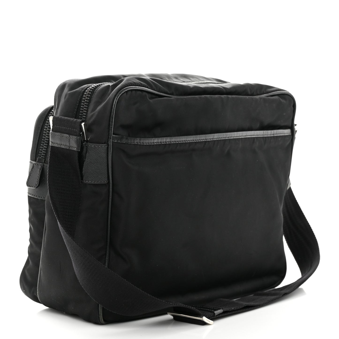 Tessuto Nylon Saffiano Front Pocket Zip Messenger Black