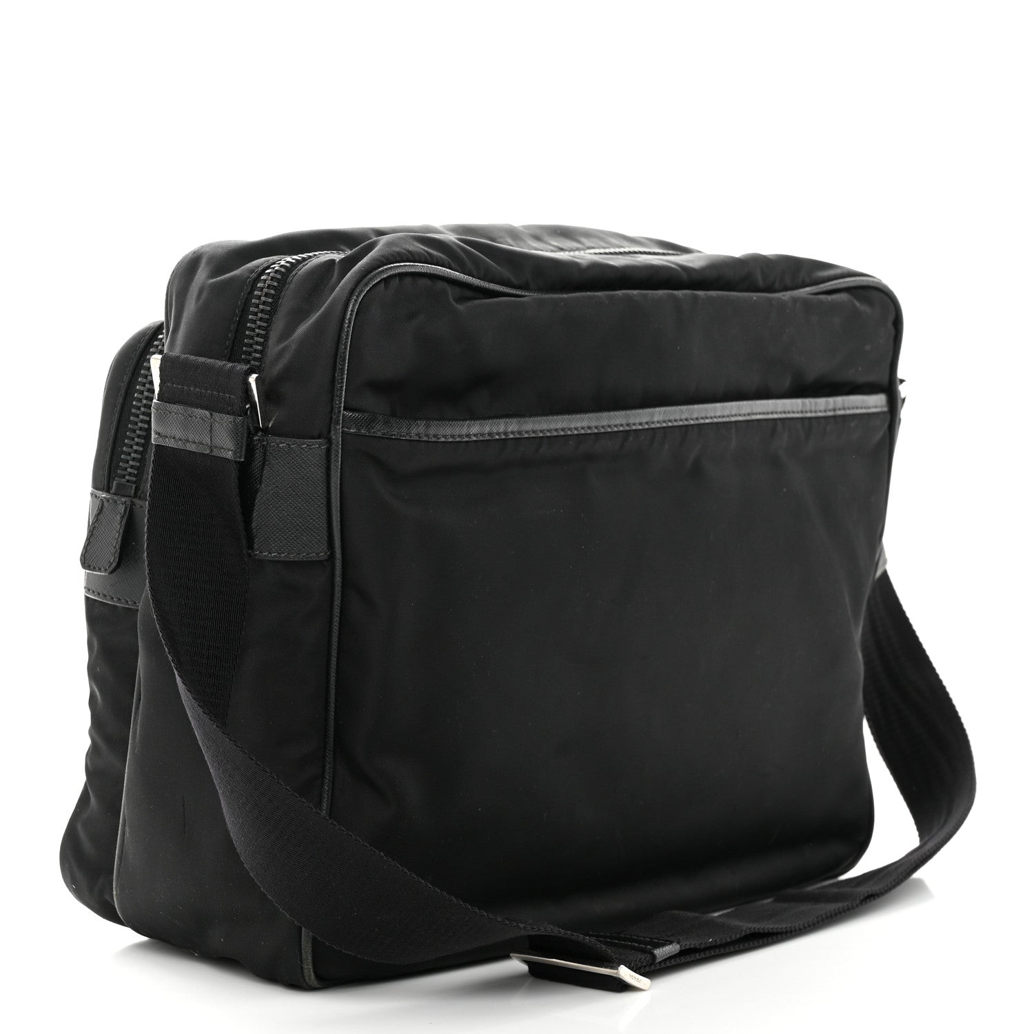 Prada Tessuto Nylon Saffiano Front Pocket Zip Messenger Black 3 of 19
