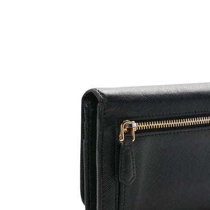 Prada Saffiano Metal Continental Flap Wallet Black 12 of 12