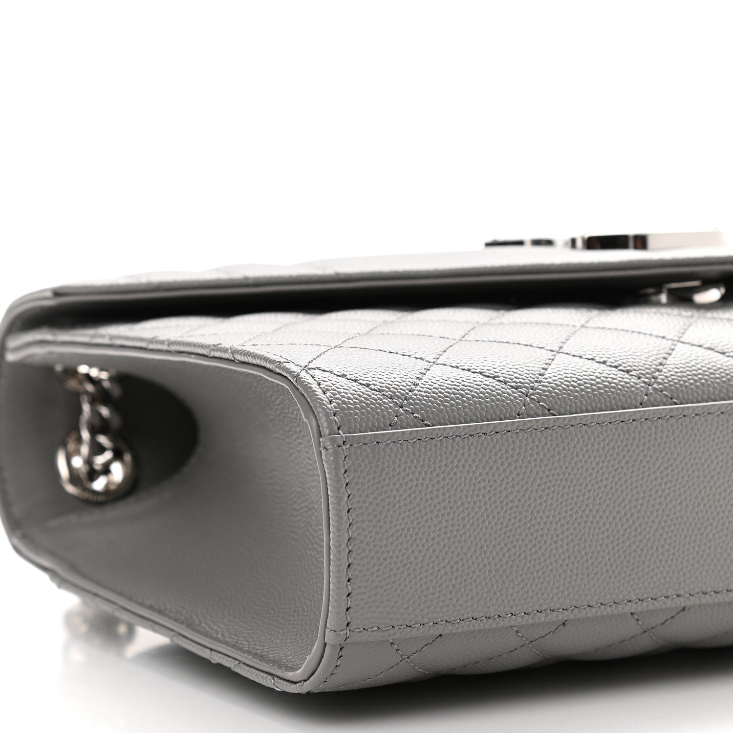 Saint Laurent Grain De Poudre Textured Mixed Matelasse Medium Triquilt Monogram Satchel New Stone 7 of 8