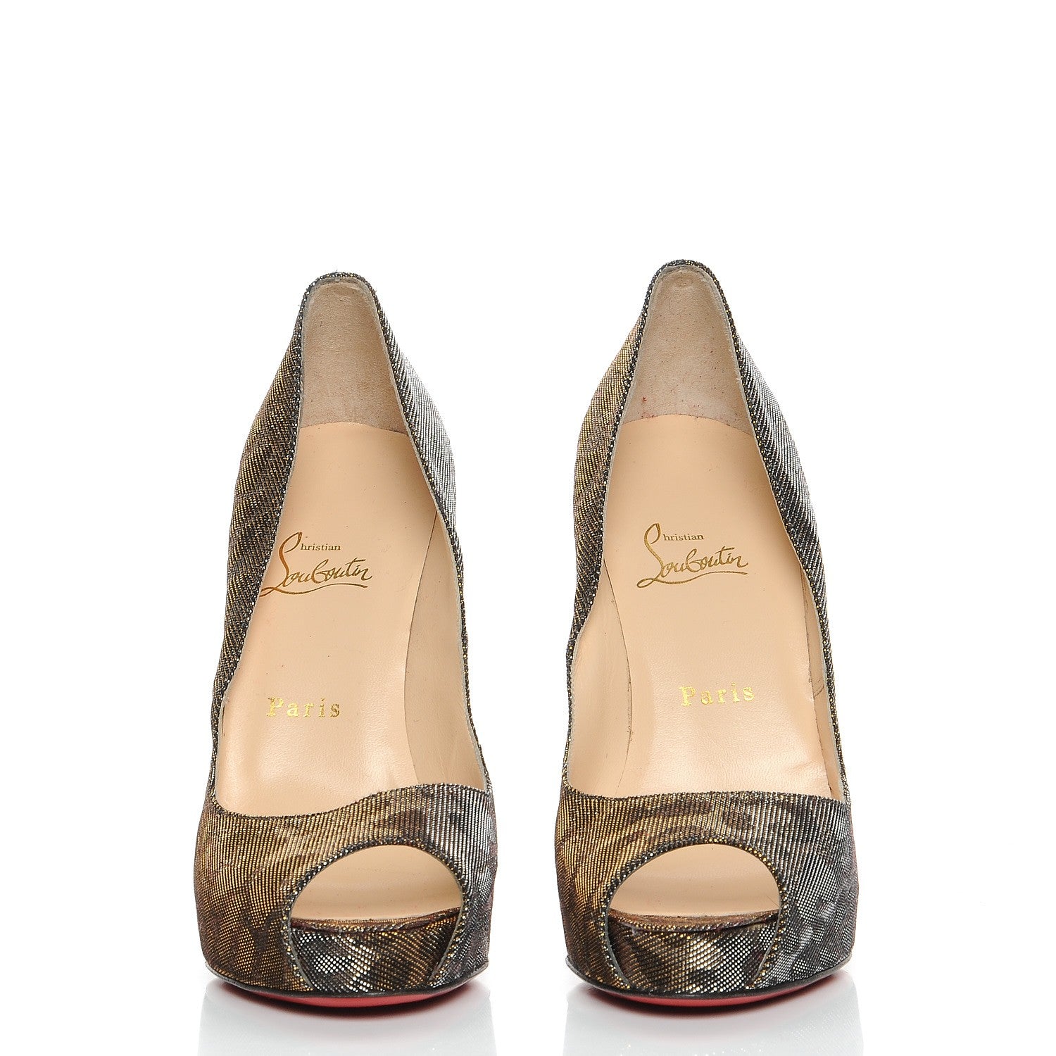 Christian Louboutin Lame Leopard Very Prive 120 Pumps 40 Gold Silver 2 of 7