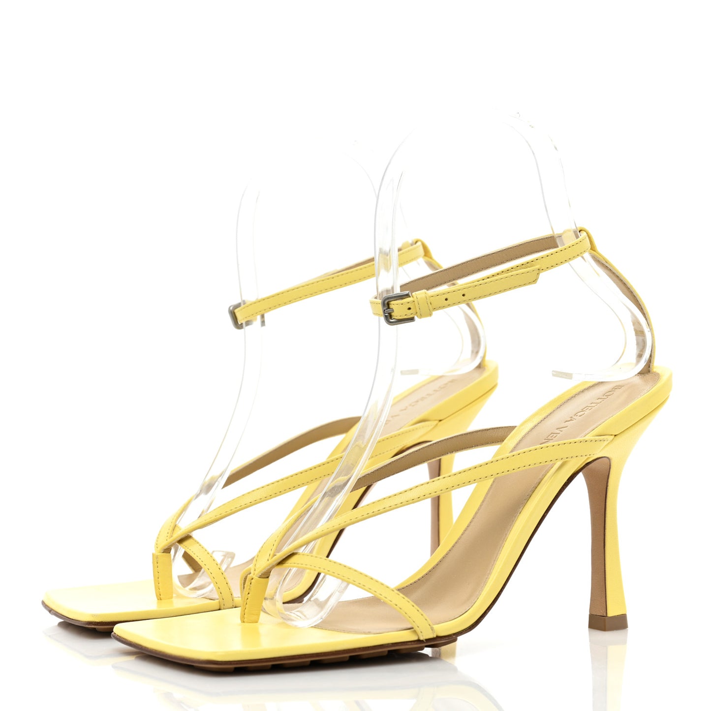 Lambskin Stretch Multi Strap 90mm Sandals 37 Lemonade