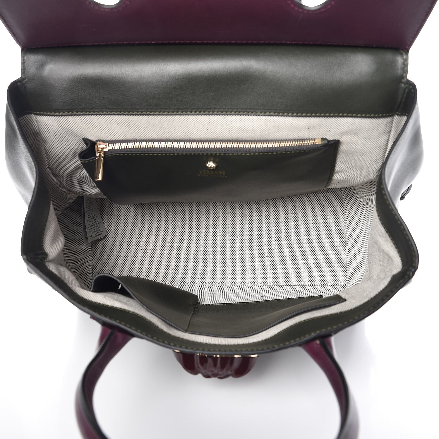 Versace Vitello Large Palazzo Empire Bag Burgundy Army Nero Black 8 of 12