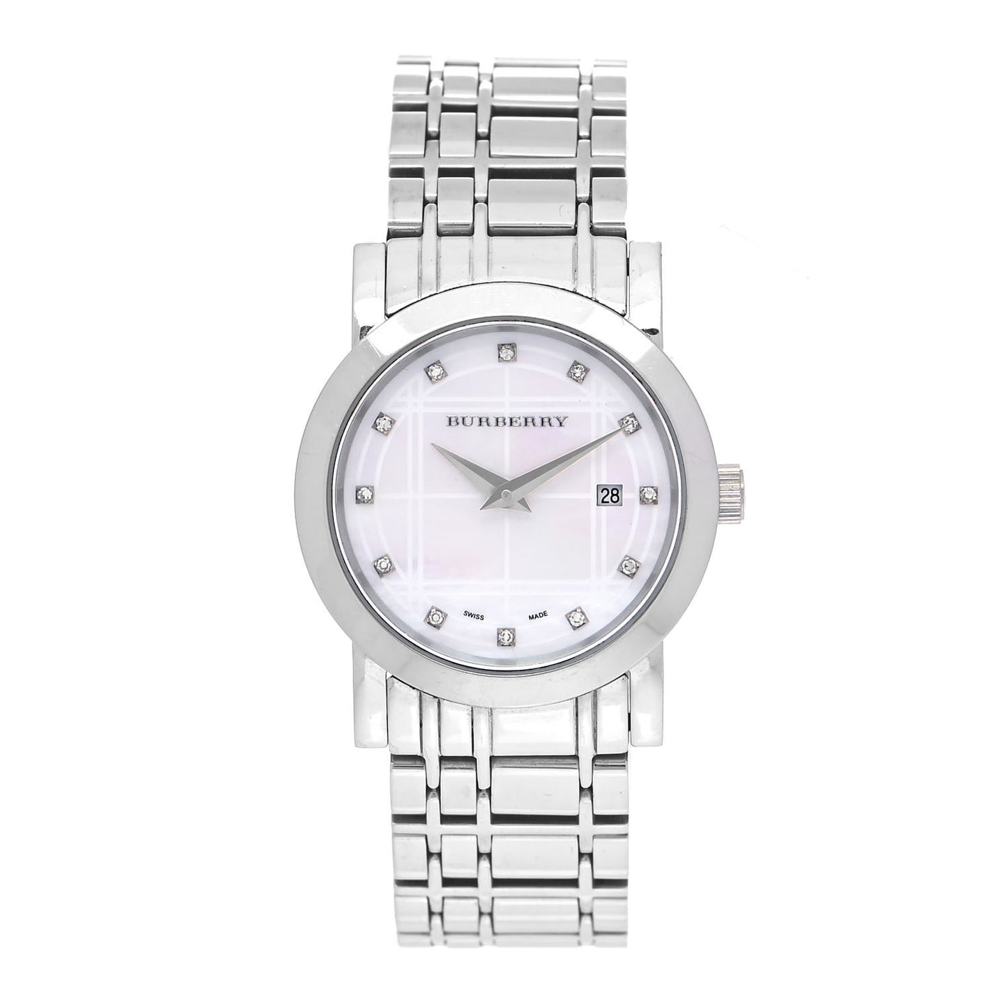 Stainless Steel Diamond Mother of Pearl 28mm Heritage Quartz Watch BU1370