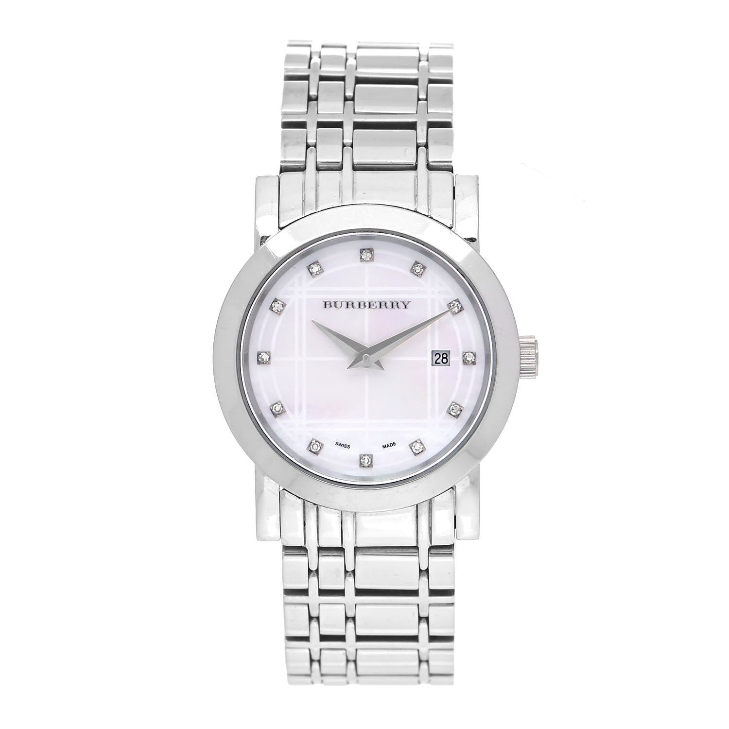 Burberry Stainless Steel Diamond Mother of Pearl 28mm Heritage Quartz Watch BU1370 2 of 5
