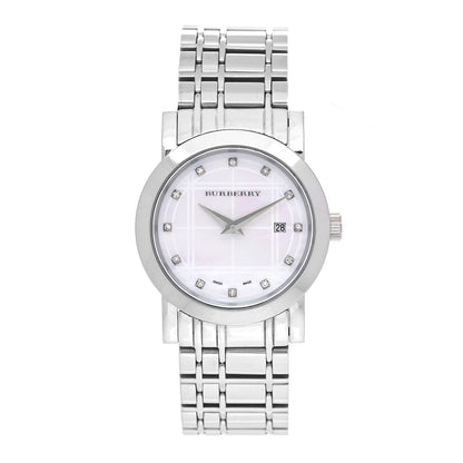 Burberry Stainless Steel Diamond Mother of Pearl 28mm Heritage Quartz Watch BU1370 2 of 5