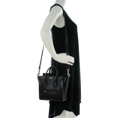 Celine Drummed Calfskin Nano Luggage Black 2 of 8