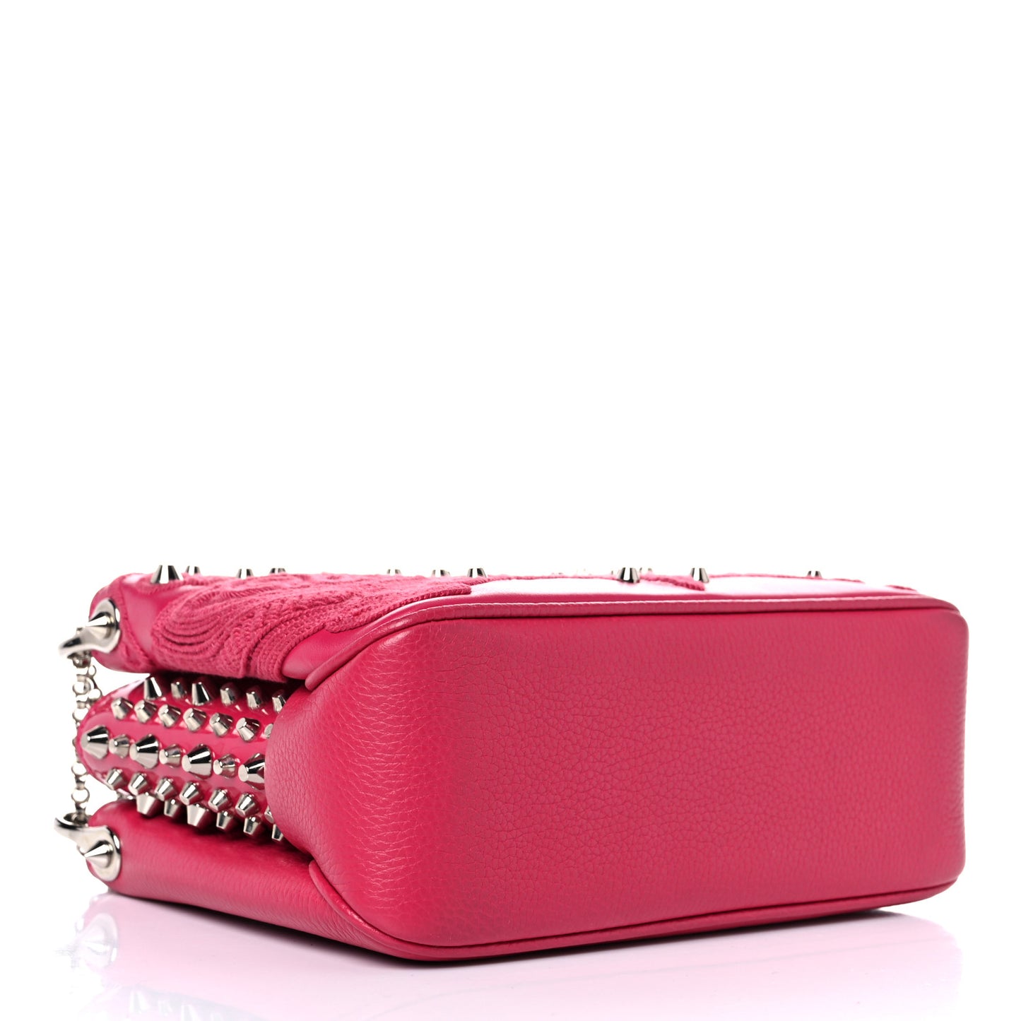 Calfskin Small Triloubi Embroidered Studded Chain Bag Pink