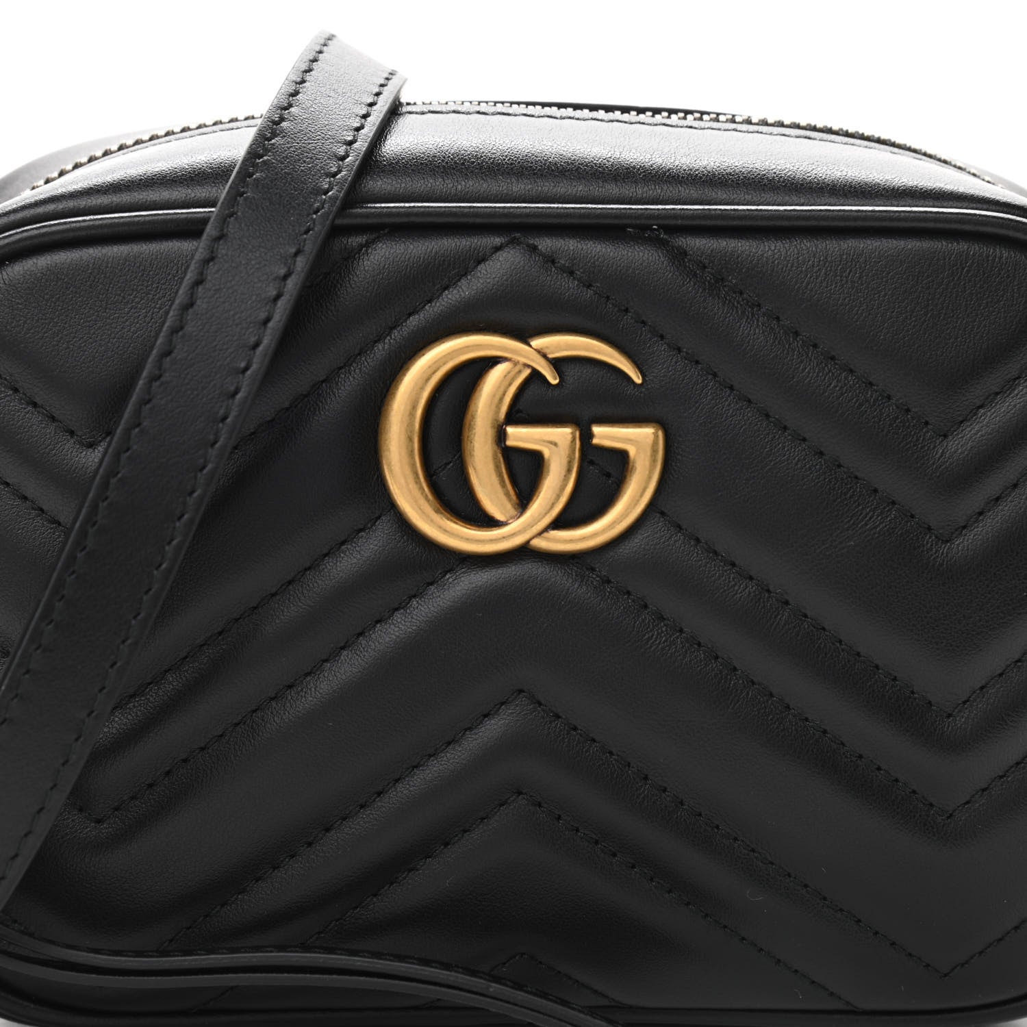 Gucci Calfskin Matelasse Mini GG Marmont Chain Shoulder Bag Black 10 of 10