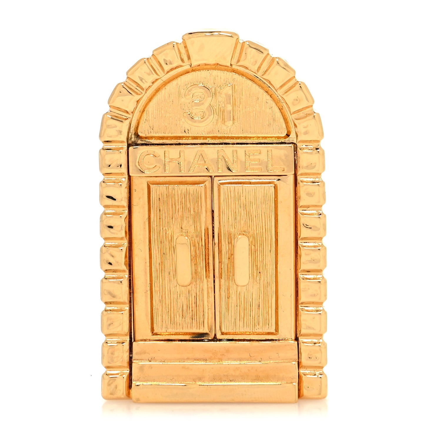 Metal 31 Rue Cambon Door Brooch Gold