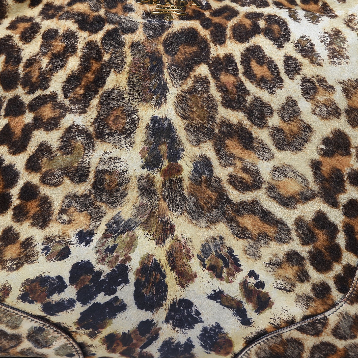Calf Hair Leopard Print Shoulder Bag Avorio