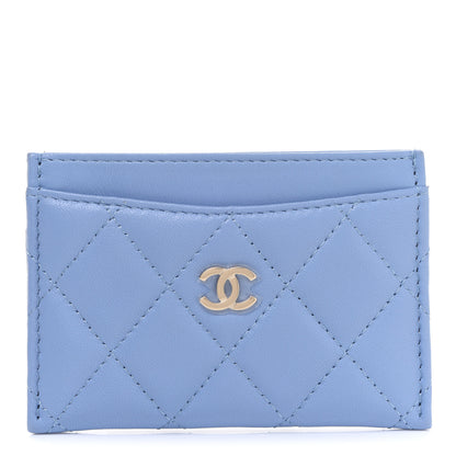 Chanel Lambskin Quilted Card Holder Light Blue 1 of 9
