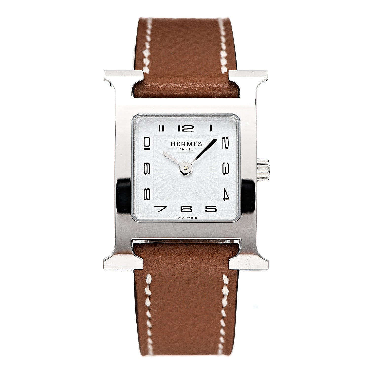 Hermes Stainless Steel Epsom 21mm Heure H Hour Quartz Watch Gold 1 of 7