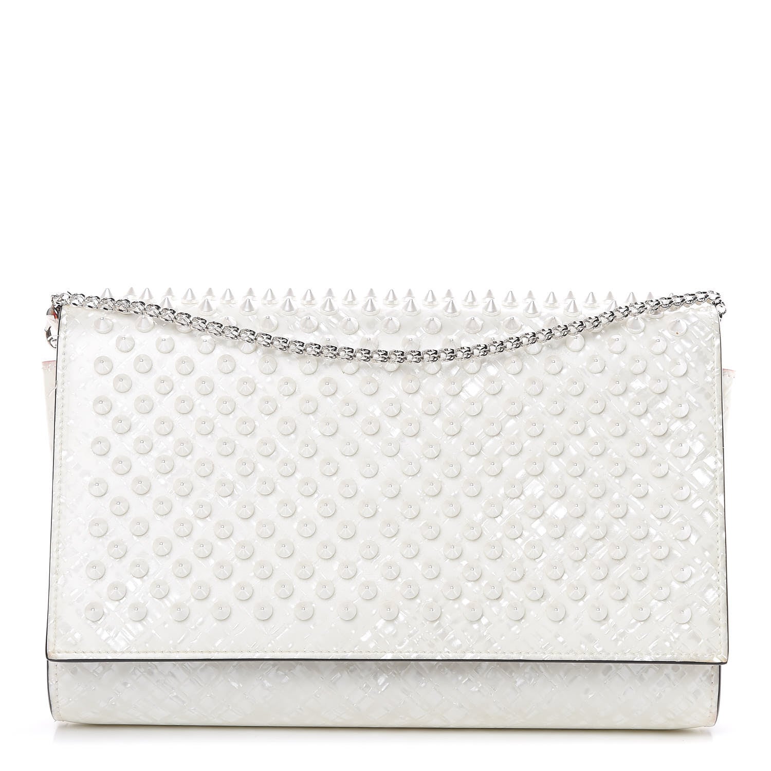 Christian Louboutin Patent Spikes Paloma Clutch White 1 of 16