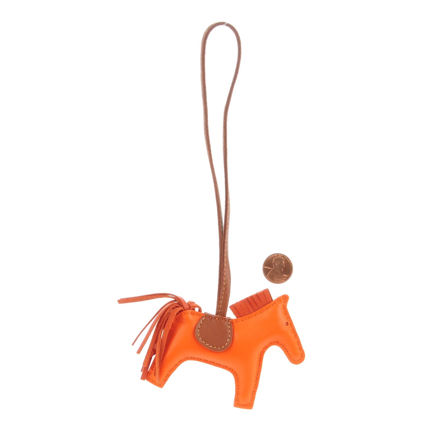 Hermes Milo Lambskin Grigri Rodeo Horse Bag Charm PM Feu Cornaline Fauve 3 of 5
