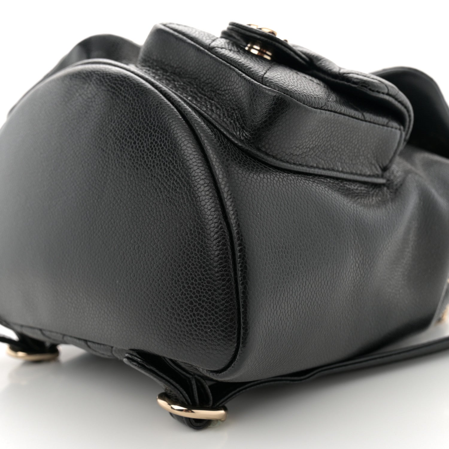 Chanel Shiny Caviar Quilted Medium Duma Pockets Drawstring Backpack Black 10 of 10