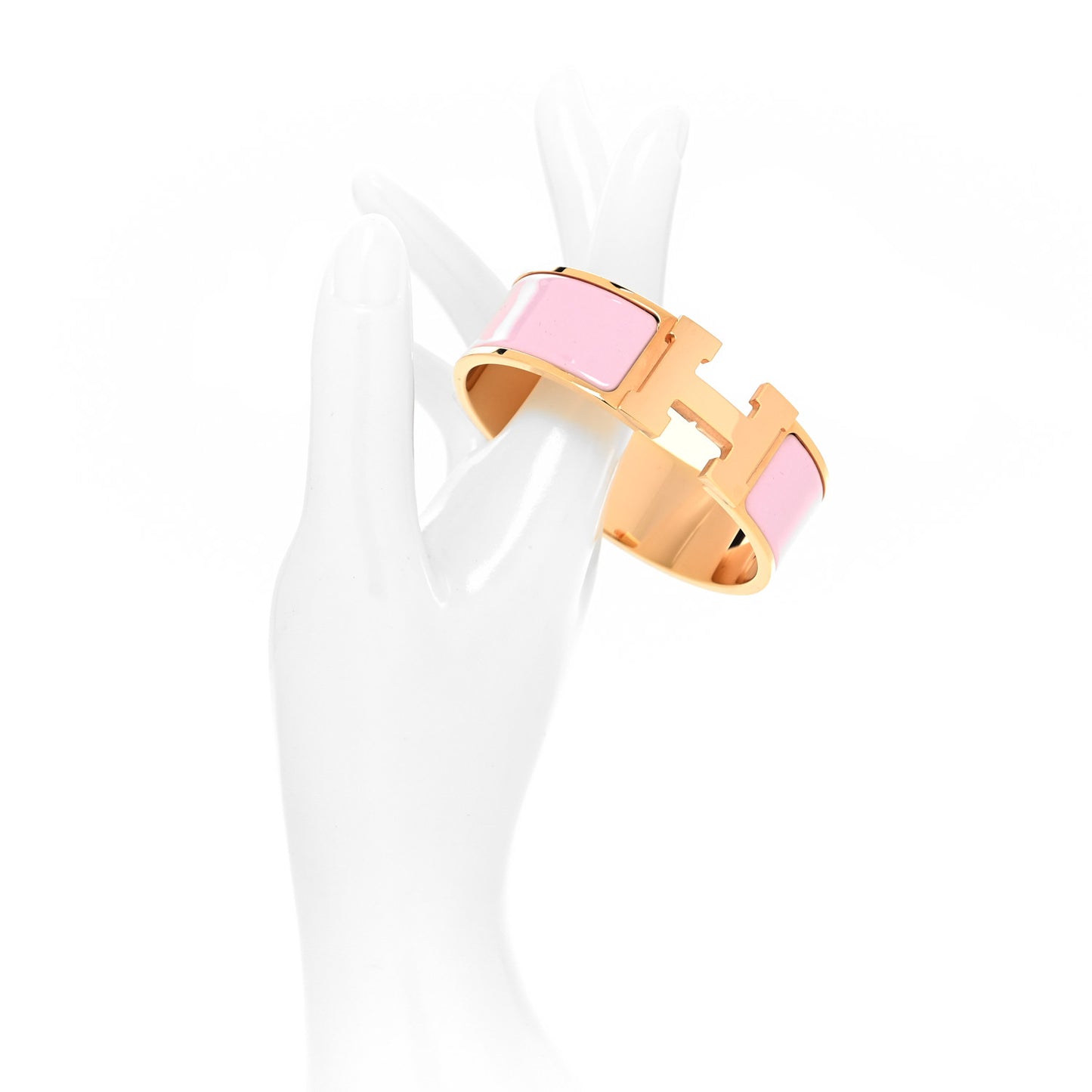 Enamel Wide Clic Clac H Bracelet PM Rose Dragee