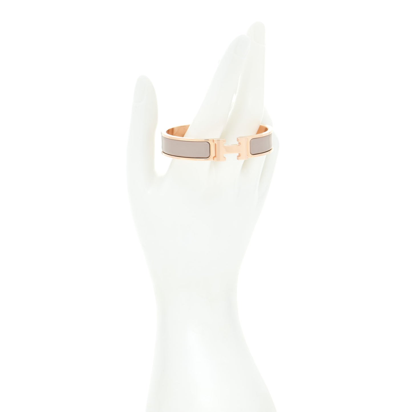 Enamel Narrow Clic Clac H Bracelet PM Marron Glace