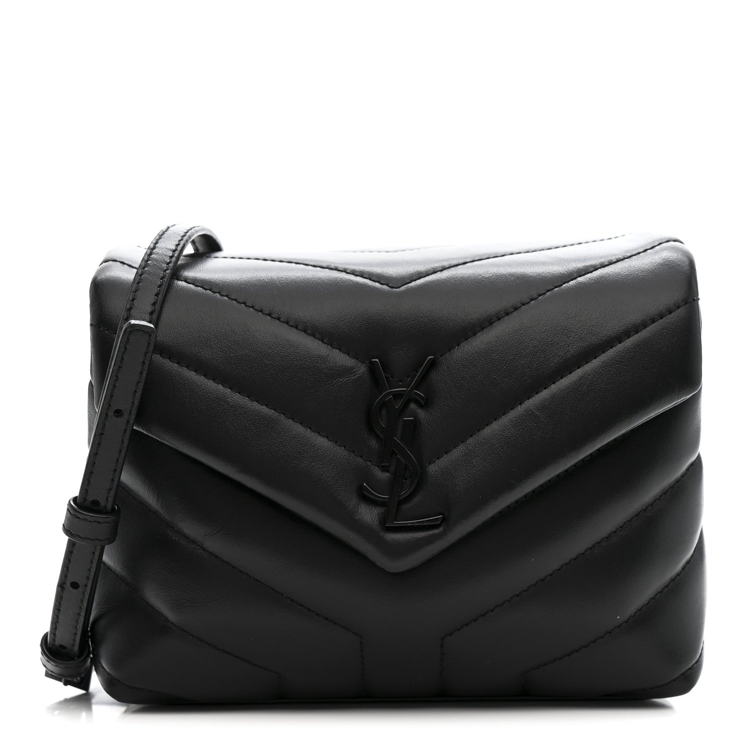 Saint Laurent Calfskin Y Quilted Monogram Monochrome Toy Loulou Crossbody Bag Black 1 of 12