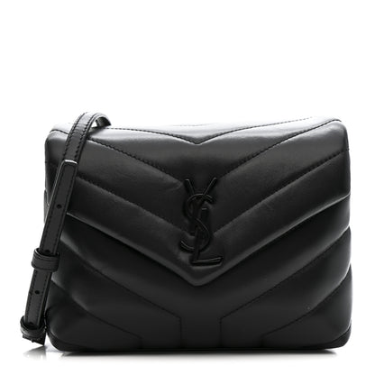 Saint Laurent Calfskin Y Quilted Monogram Monochrome Toy Loulou Crossbody Bag Black 1 of 12