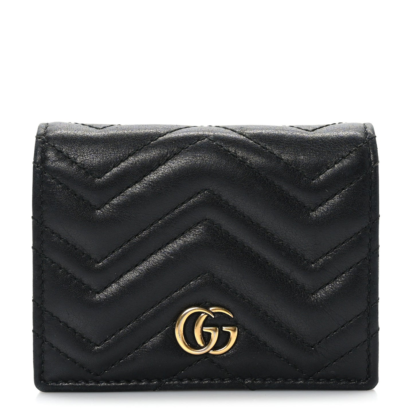 Calfskin Matelasse GG Marmont Card Case Wallet Black